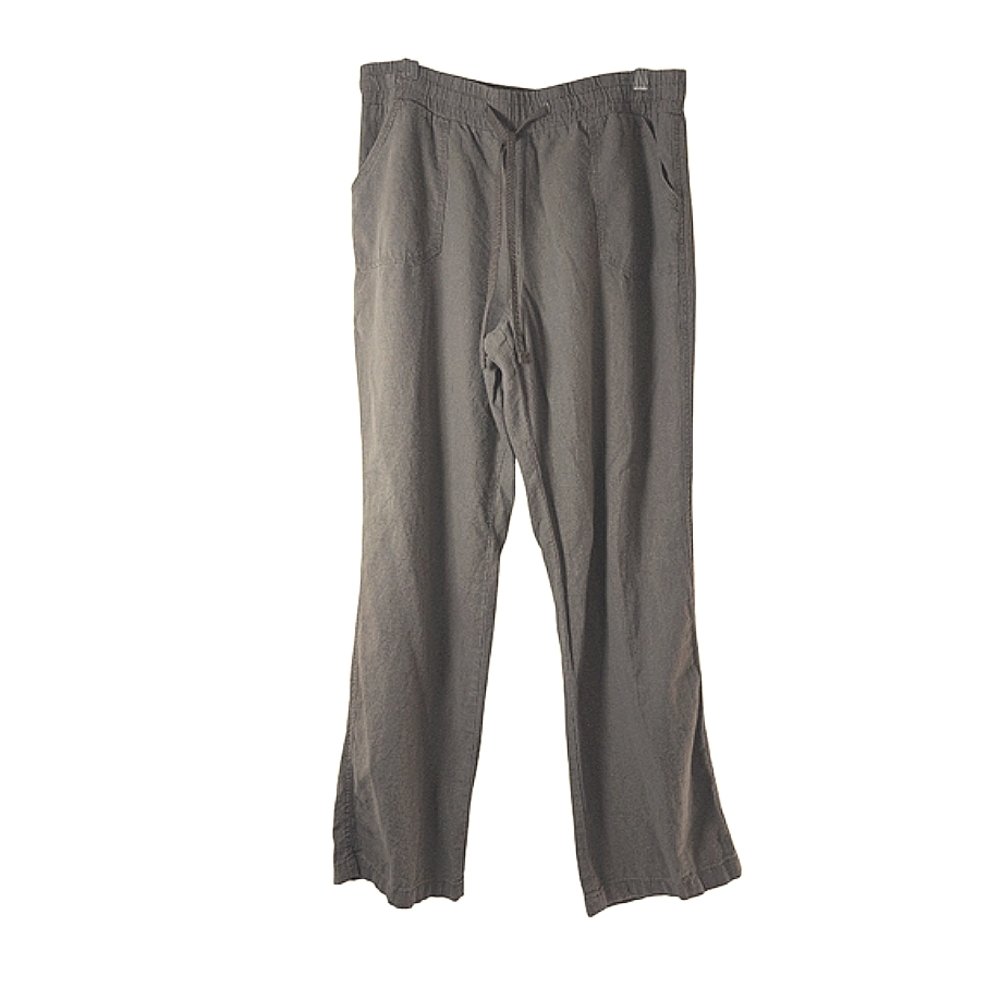 C'est 1946 Pants‎ Women's M Stone Linen Blend Pull On Elastic Tie Waist Wide Leg